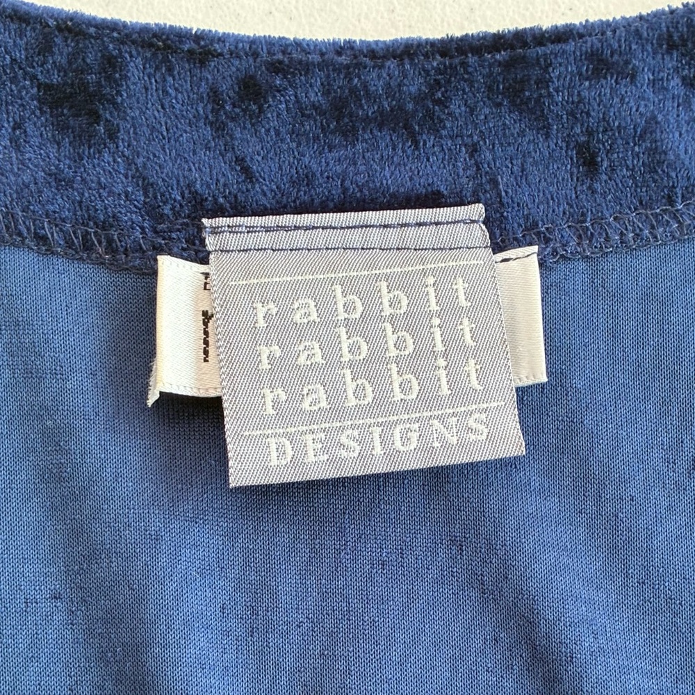 Vintage 90’s Rabbit Rabbit Rabbit Velvet and Pleated Navy Dress - Picture 2 of 11